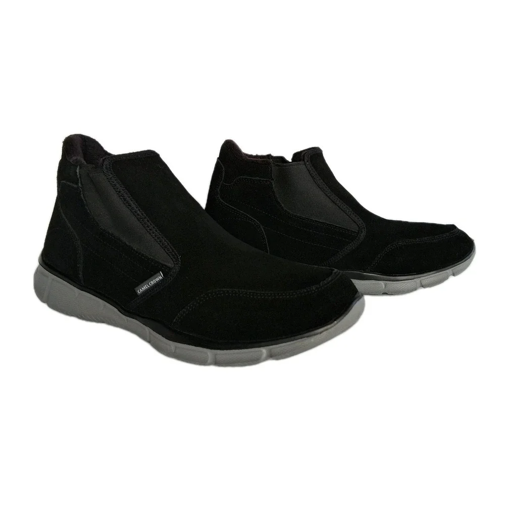 CAMEL CROWN Suede Slip-On Shoes Men's 10.5 Black/Gray Chelsea Sneaker Boots